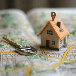Find your perfect home! A property and a key on an OS map.